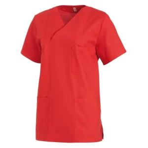 Casaca sanitaria unisex Leiber 08/769 en rojo, vista frontal de la prenda