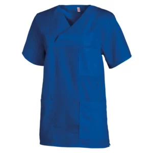 Casaca sanitaria unisex Leiber 08/769 en azul royal, vista frontal de la prenda