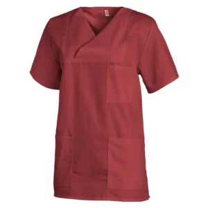 Casaca sanitaria unisex Leiber 08/769 en burdeos, vista frontal de la prenda