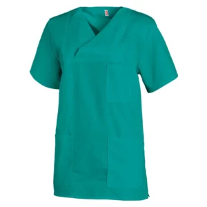 Casaca sanitaria unisex Leiber 08/769 en petróleo, vista frontal de la prenda