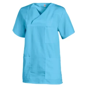 Casaca sanitaria unisex Leiber 08/769 en turquesa, vista frontal de la prenda