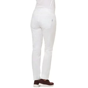 Pantalón de mujer Leiber 08/7810 en blanco, vista posterior con modelo