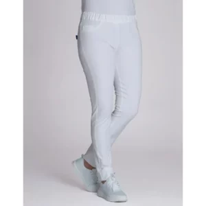 Pantalón de mujer Leiber 08/7810 en blanco, vista frontal con modelo