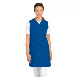 Casaca 7/8 sin mangas de mujer Leiber 09/3903 azul royal, vista frontal con modelo