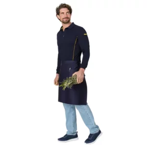 Polo de manga larga Leiber 10/2093 marino con detalles amarillos, modelo con delantal