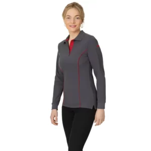 Polo de mujer Leiber 10/2124 antracita y rojo, puesto de frente