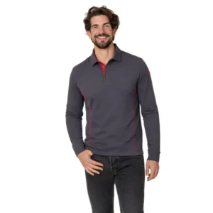 Polo de manga larga Leiber 10/2126 antracita y rojo, puesto en modelo