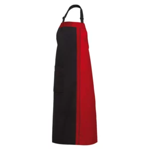 Delantal de peto Leiber 11/2522 negro y rojo, vista frontal de la prenda