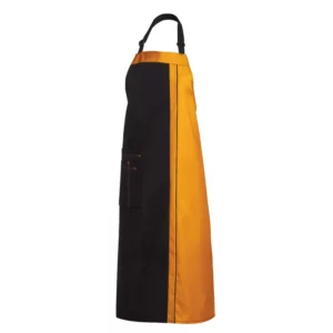 Delantal de peto Leiber 11/2522 negro y amarillo sol, vista frontal de la prenda