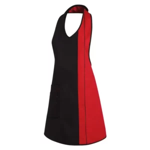 Delantal de peto de mujer Leiber 11/2540 en negro y rojo, vista frontal