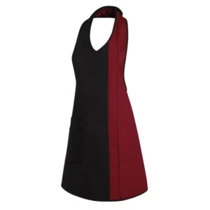 Delantal de peto de mujer Leiber 11/2540 negro/burdeos, vista frontal de la prenda