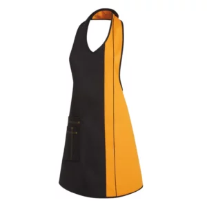 Delantal de peto de mujer Leiber 11/2540 en negro y amarillo sol, vista frontal