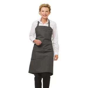 Delantal convertible Leiber 11/2786 gris claro, peto con modelo