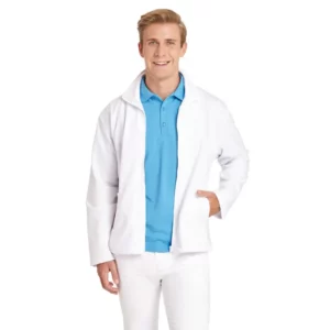 Chaqueta de trabajo de hombre Leiber 12/1095 blanco, frontal sobre modelo