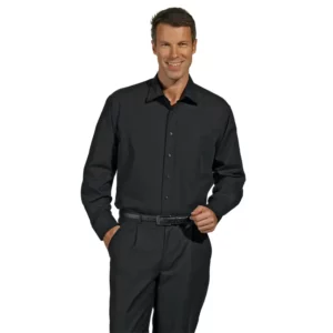 Camisa de hombre Leiber 12/1239 negro, puesto en modelo, vista frontal