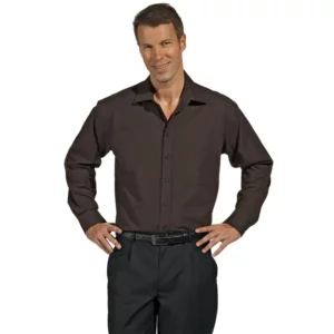 Camisa de hombre Leiber 12/1239 chocolate, puesto en modelo, vista frontal