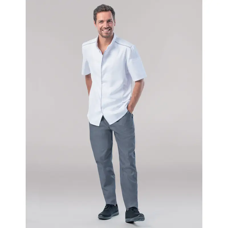 Chaqueta de cocina de hombre Leiber 12/1367 1 Chaqueta de cocina de hombre Leiber 12/1367 blanca, frontal con modelo