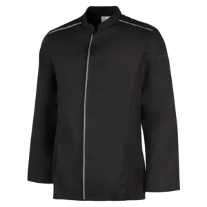 Chaqueta de cocina de hombre Leiber 12/1368 negra, vista frontal sin modelo