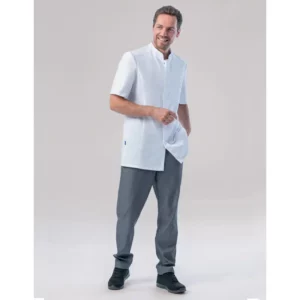 Chaqueta de cocina de hombre Leiber 12/1371 blanca, frontal con modelo