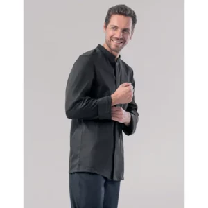Chaqueta de cocina de hombre Leiber 12/1372 negra, frontal con modelo