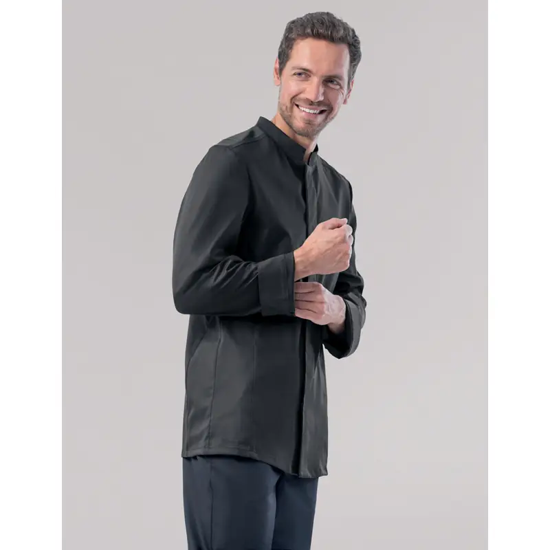 Chaqueta de cocina de hombre Leiber 12/1372 1 Chaqueta de cocina de hombre Leiber 12/1372 negra, frontal con modelo