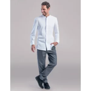 Chaqueta de cocina de hombre Leiber 12/1377 blanca, vista frontal con modelo