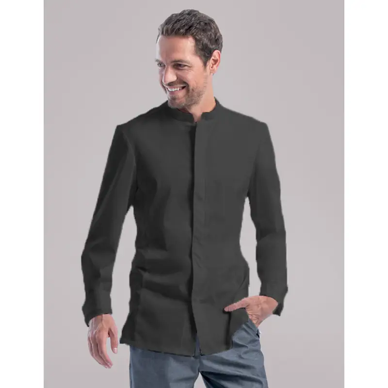 Chaqueta de cocina de hombre Leiber 12/1377 2 Chaqueta de cocina de hombre Leiber 12/1377 negra, vista frontal con modelo