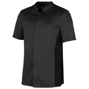 Chaqueta de cocina elástica Leiber 12/1378 negra, vista frontal