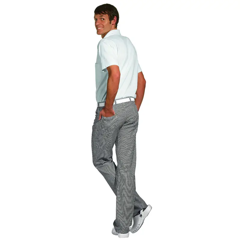 Pantalón de cocina unisex Leiber 12/1380 2 Pantalón de cocina unisex Leiber 12/1380 blanco y negro, posterior con modelo