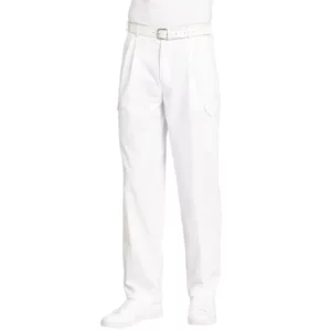 Pantalón cargo de cocina de hombre Leiber 12/1390 blanco, frontal de la prenda