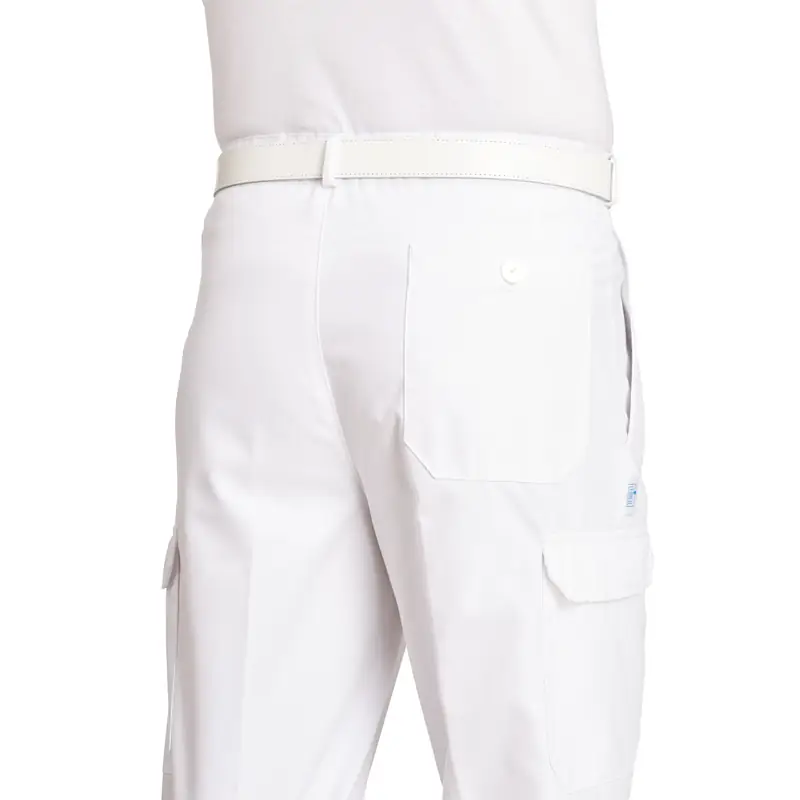 Pantalón cargo de cocina de hombre Leiber 12/1390 3 Pantalón cargo de cocina de hombre Leiber 12/1390 blanco, vista posterior