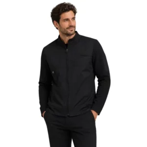 Chaqueta de cocina Leiber 12/2063 negra, puesta de frente