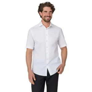 Camisa de manga corta Leiber 12/2078 blanca, vista frontal con modelo