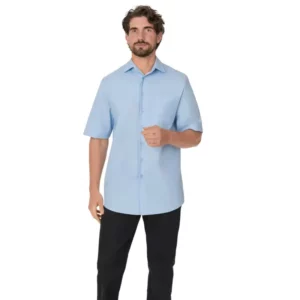 Camisa de manga corta de hombre Leiber 12/2088 celeste, frontal con modelo