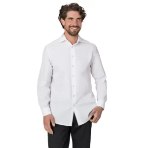 Camisa de manga larga de hombre Leiber 12/2095 blanca, frontal con modelo