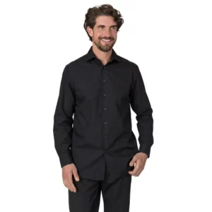 Camisa de manga larga de hombre Leiber 12/2095 negra, frontal con modelo
