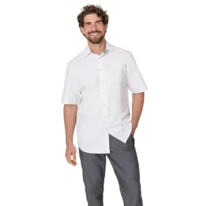 Camisa de manga corta de hombre Leiber 12/2098 blanca, frontal con modelo