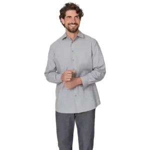 Camisa de hombre Leiber 12/2103 gris de manga larga vista frontal con modelo