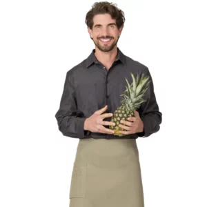Camisa de manga larga de hombre Leiber 12/2106 gris jeans, con modelo y delantal