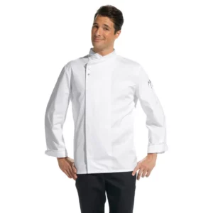 Chaqueta de cocina Leiber 12/2444 blanco, vista frontal puesta en modelo