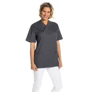 Casaca sanitaria unisex Leiber 12/2451 antracita, puesta en mujer de frente