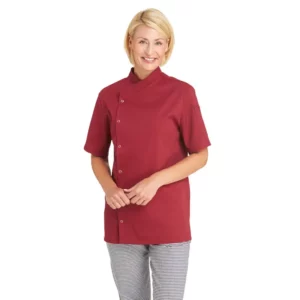 Chaqueta de cocina unisex Leiber 12/2542 burdeos, puesto en modelo, vista frontal
