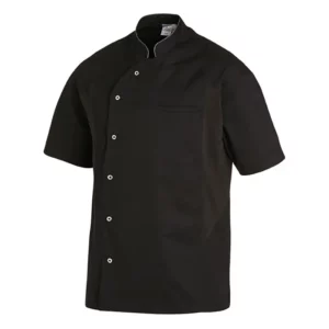 Chaqueta de cocina unisex Leiber 12/2754 negra, vista frontal sin modelo