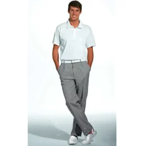 Pantalón de cocina unisex Leiber 12/5350 negro/blanco, sobre modelo