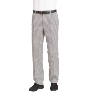 Pantalón de cocina unisex Leiber 12/5350 negro/blanco, frontal de prenda