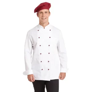 Chaqueta de cocina unisex Leiber 12/5510 blanca, con modelo, vista frontal