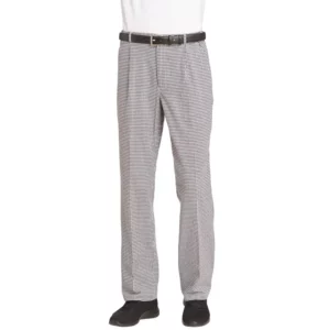 Pantalón de cocina unisex Leiber 12/5550 de pata de gallo blanco y negro, vista frontal