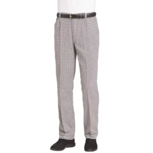 Pantalón de cocina unisex Leiber 12/5730 de pata de gallo blanco y negro, vista frontal
