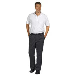Pantalón de cocina de hombre Leiber 12/6470 blanco y negro, con modelo, vista frontal