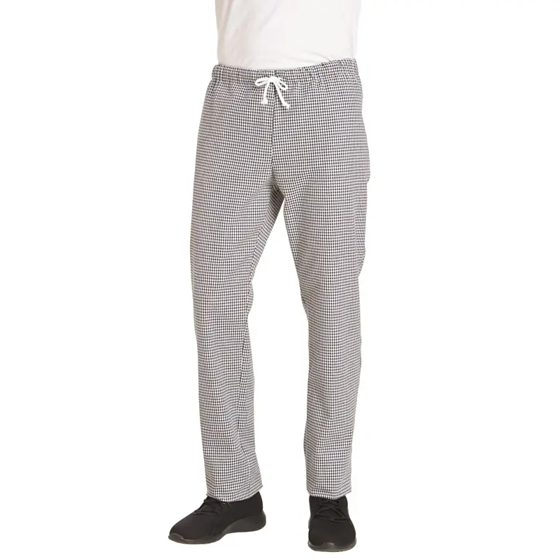 Pantalón de cocina unisex Leiber 12/6940 2 Pantalón de cocina unisex Leiber 12/6940 de pata de gallo blanco y negro, frontal de la prenda